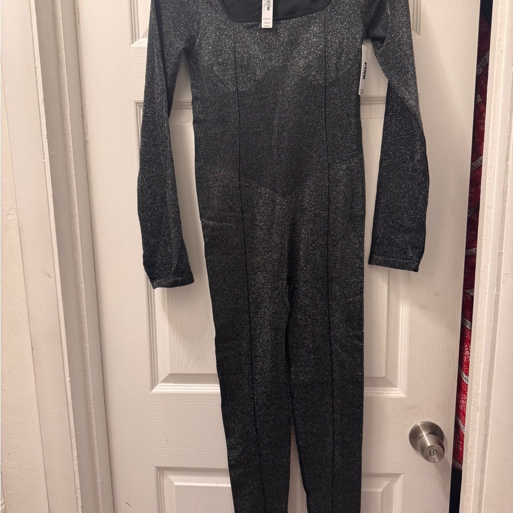 Black Glitter Long Sleeve Jumpsuit PINK